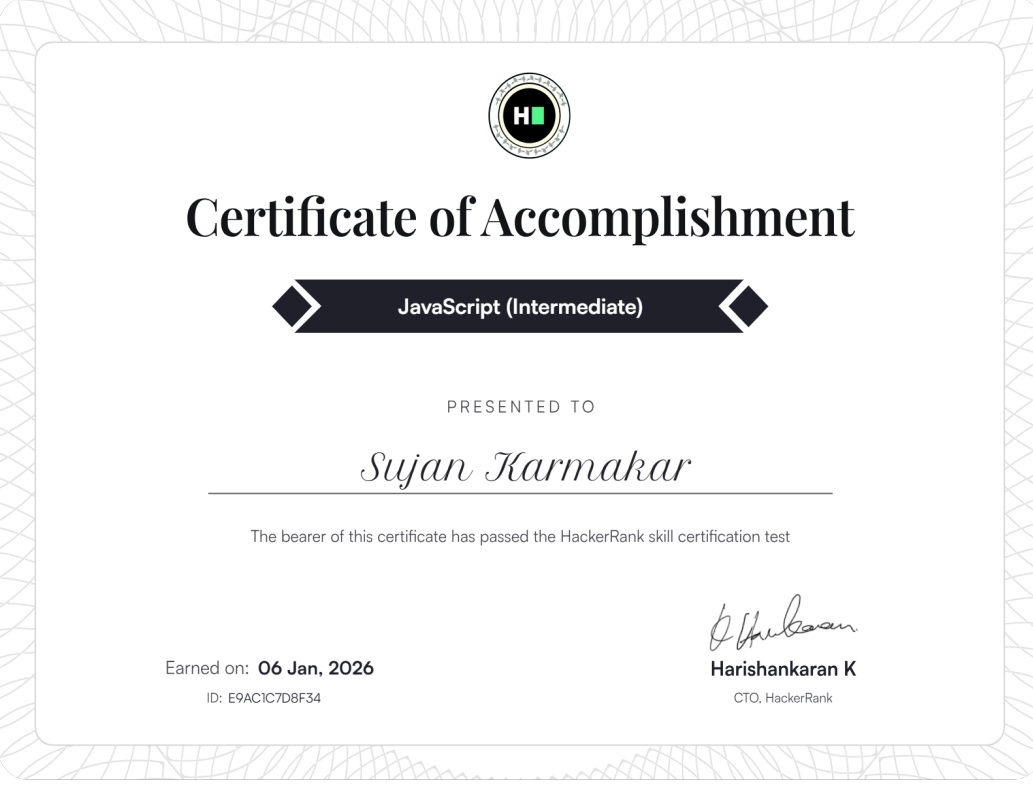 JavaScript (Intermediate) Certificate